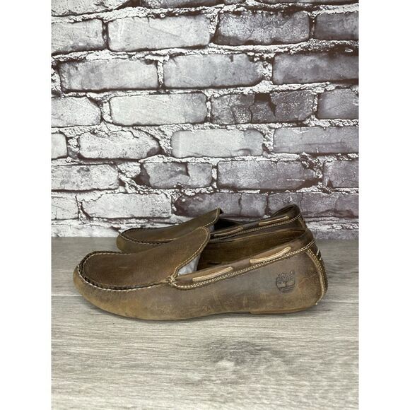 Timberland Brown Nubuck Leather Moc Slip On Loafers Driving Shoes Men Sz 8.5M US - Picture 10 of 16